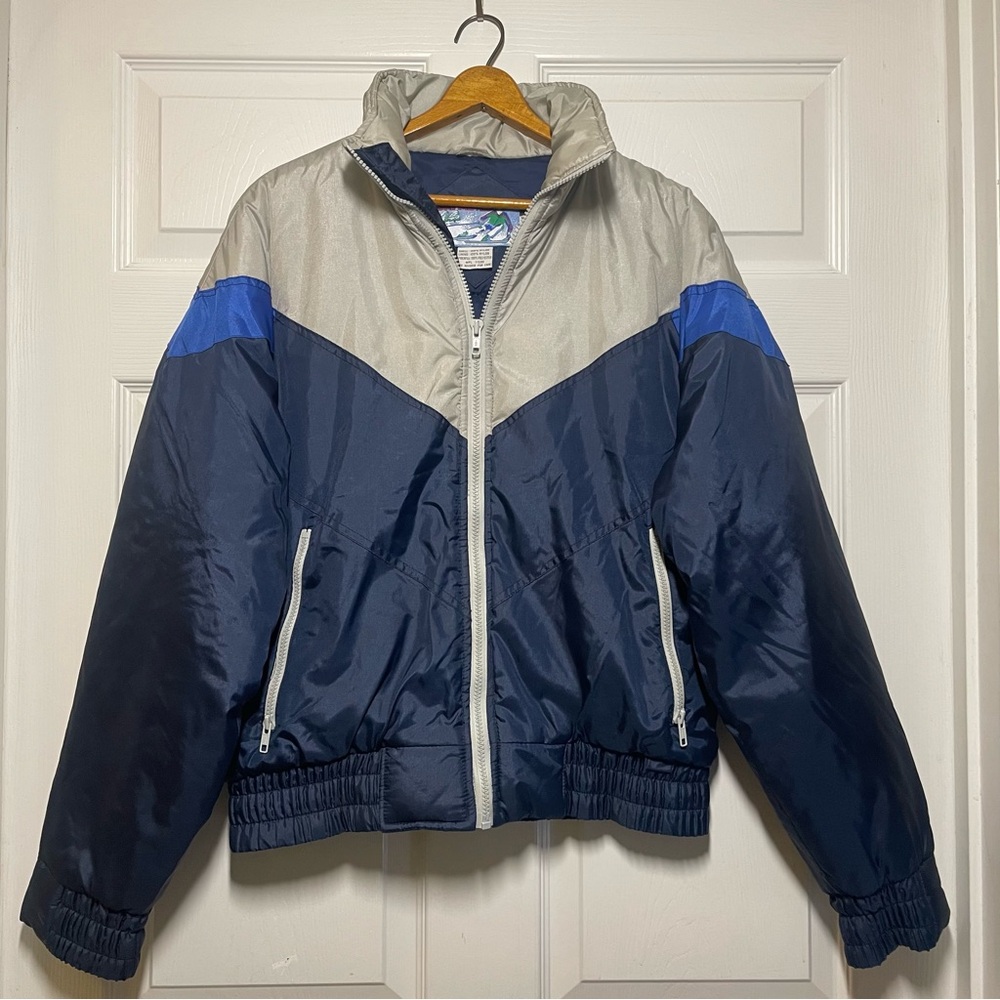 Vintage Ski Moves Mens Small Full Zip Ski Coat Front Zipper Pockets Colorblock
